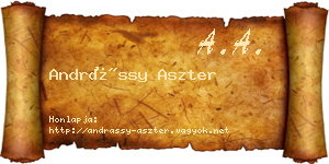 Andrássy Aszter névjegykártya